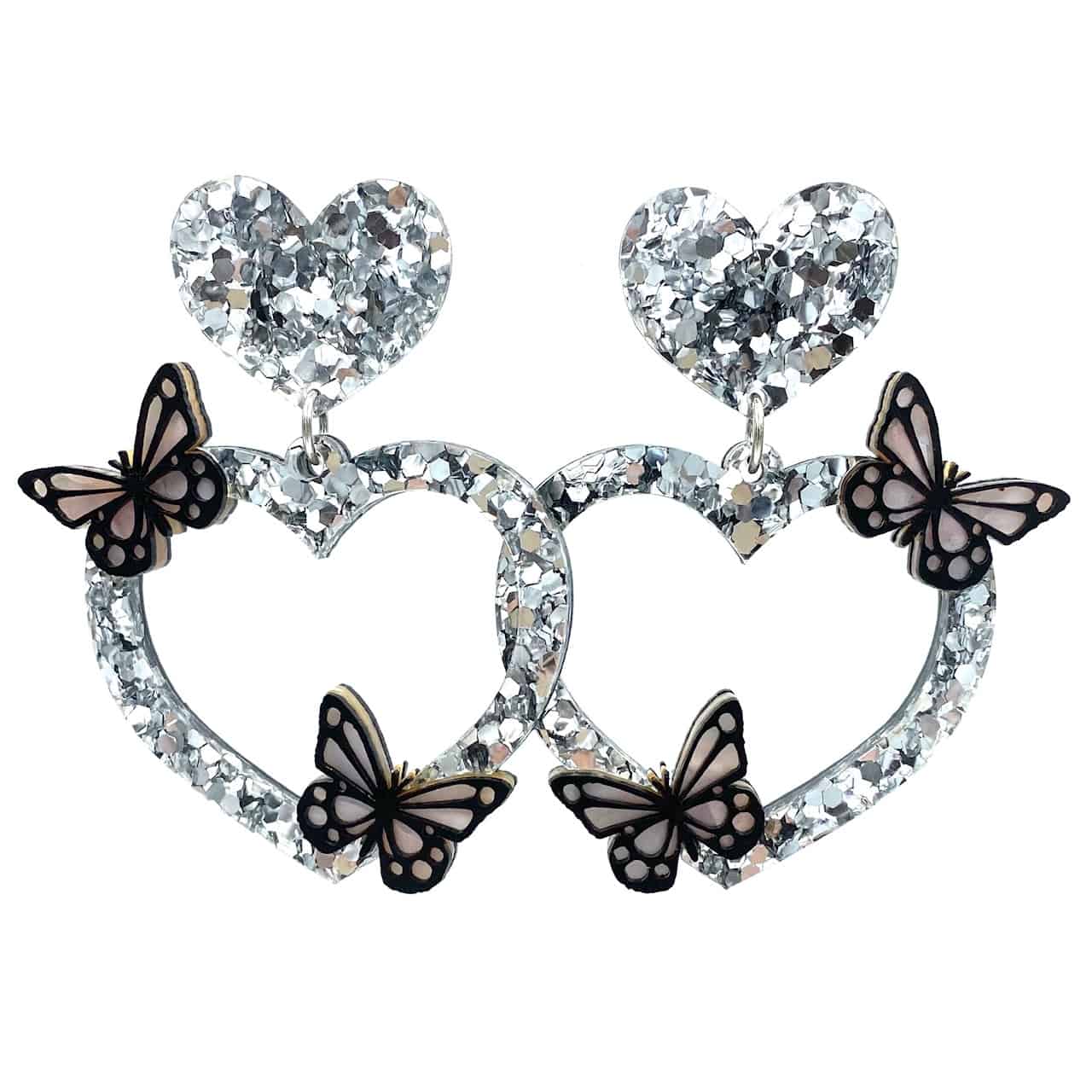 Haus of Dizzy Chunky Silver Butterfly Earrings 🦋