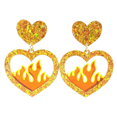 Haus of Dizzy Crystal Flame Heart Earrings 🔥
