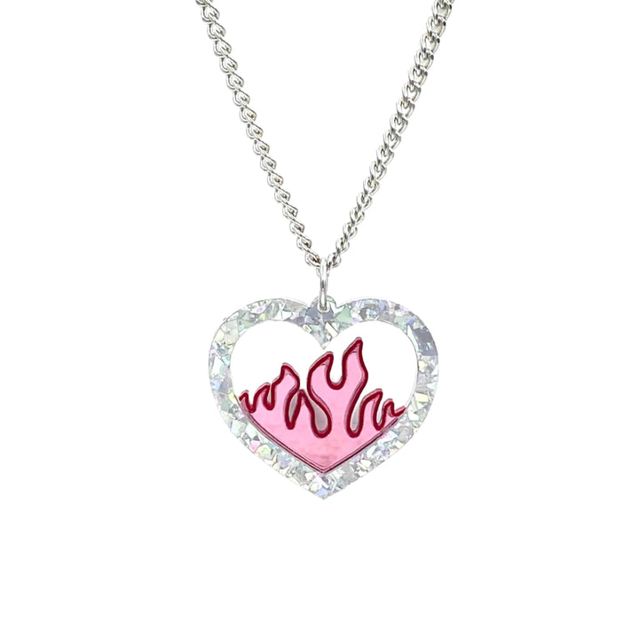 Haus of Dizzy Crystal Flame Heart Necklace 🔥