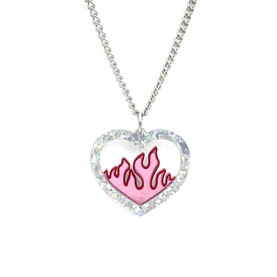 Haus of Dizzy Crystal Flame Heart Necklace 🔥