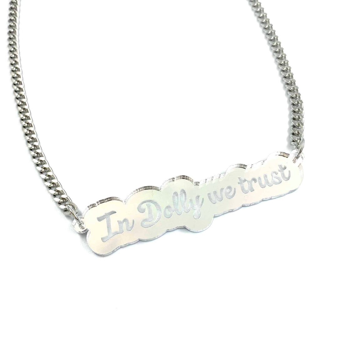 Haus of Dizzy 'In Dolly We Trust' Plate Necklace