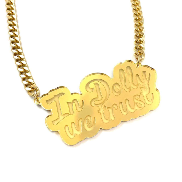 Haus of Dizzy 'In Dolly We Trust' Plate Necklace