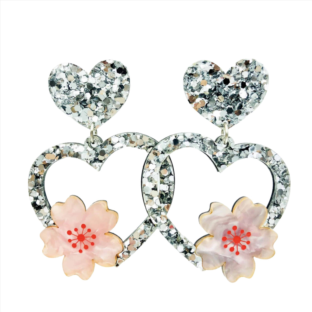 Cherry Blossom Heart Earrings