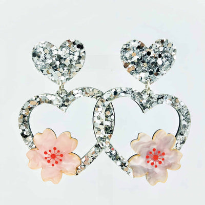 Cherry Blossom Heart Earrings
