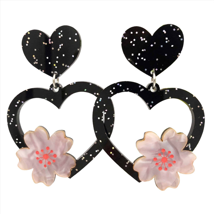 Cherry Blossom Heart Earrings