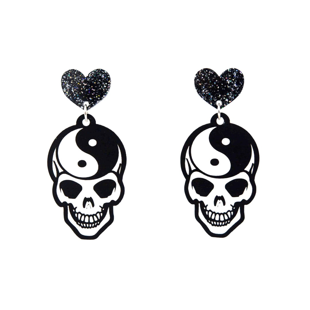 Haus of Dizzy Ying & Yang Skull Earrings