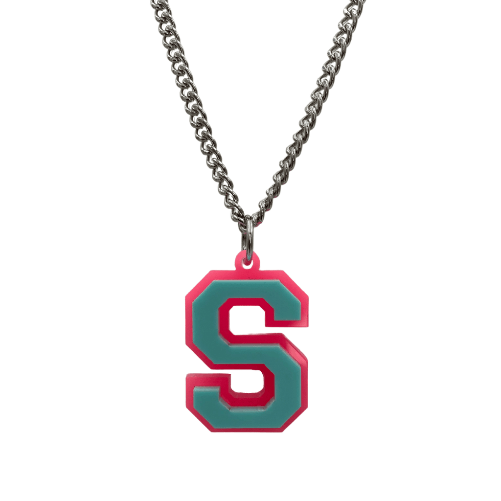 Varsity letter necklace deals