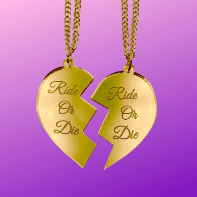 Ride or Die necklace in gold mirror