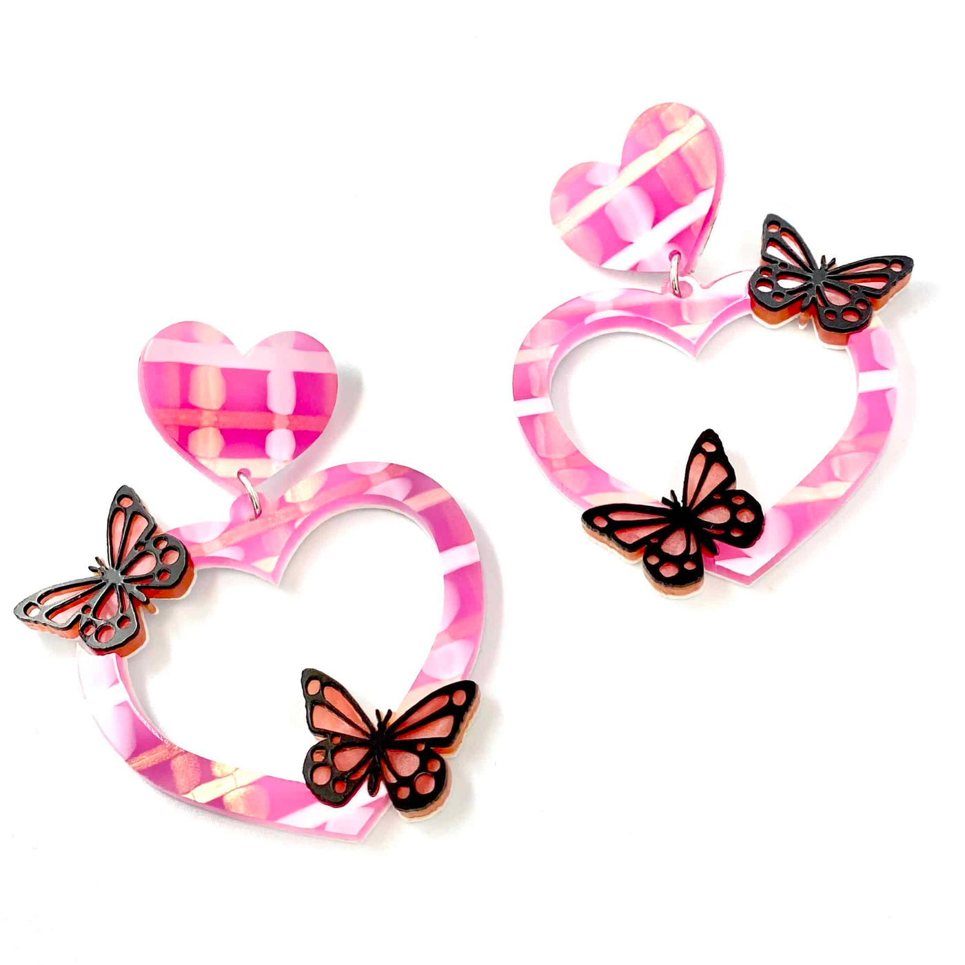 Haus of Dizzy Butterfly Plaid Heart Earrings 🦋